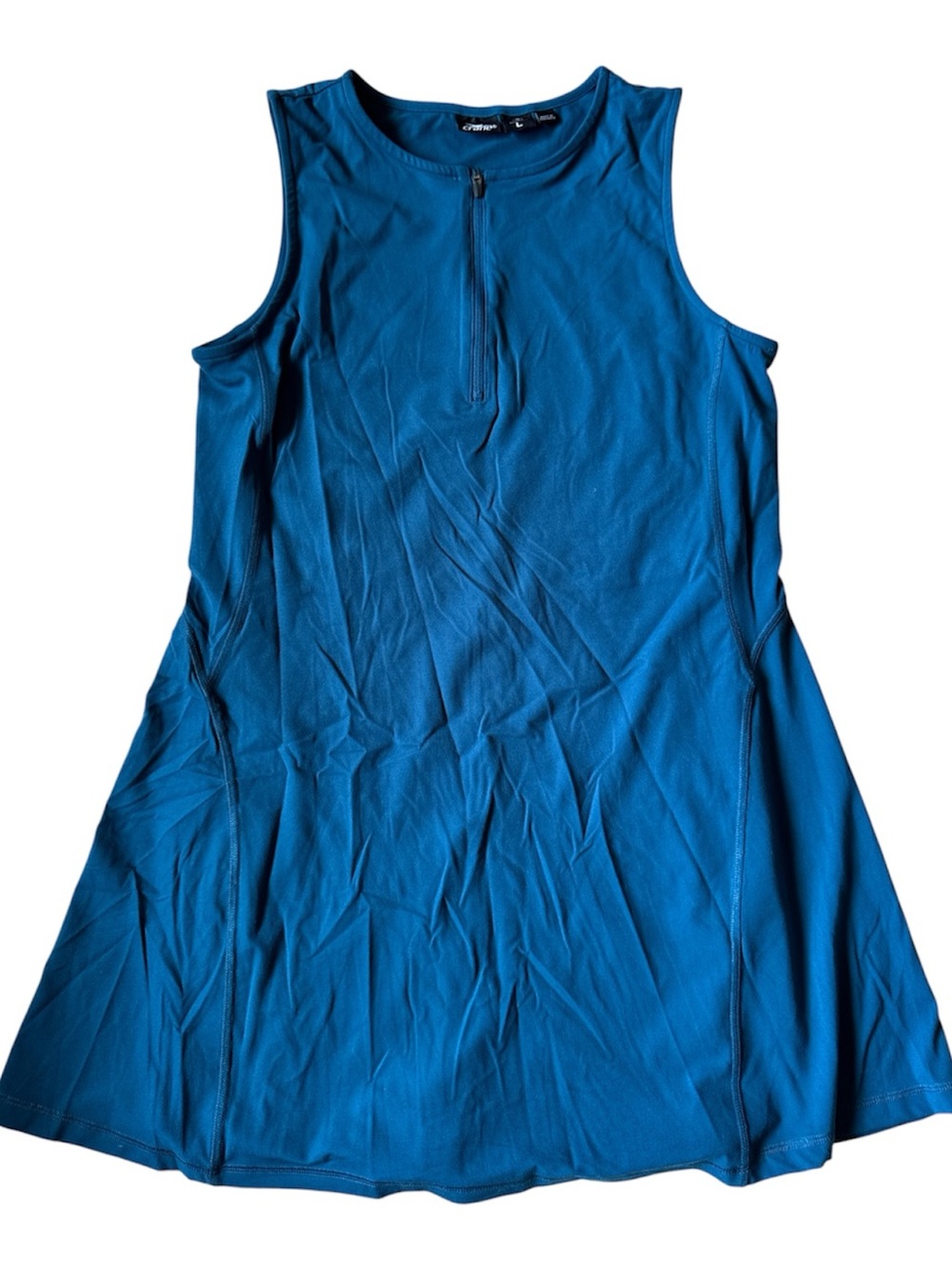 Crane Women's Blue Zip-Front Sleeveless Athletic Tank Dress
